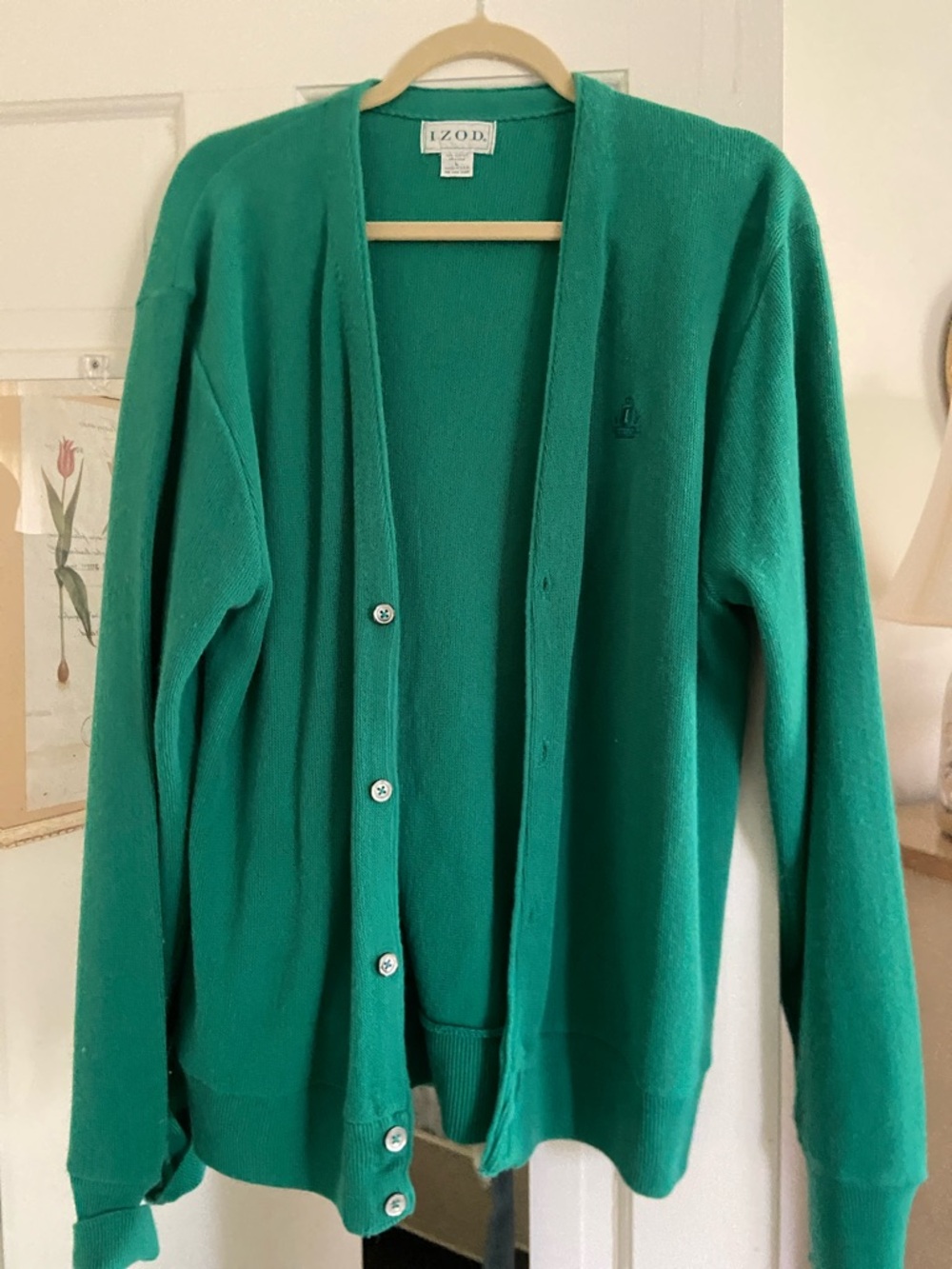 Izod Emerald Green Button-Front Cardigan Sweater